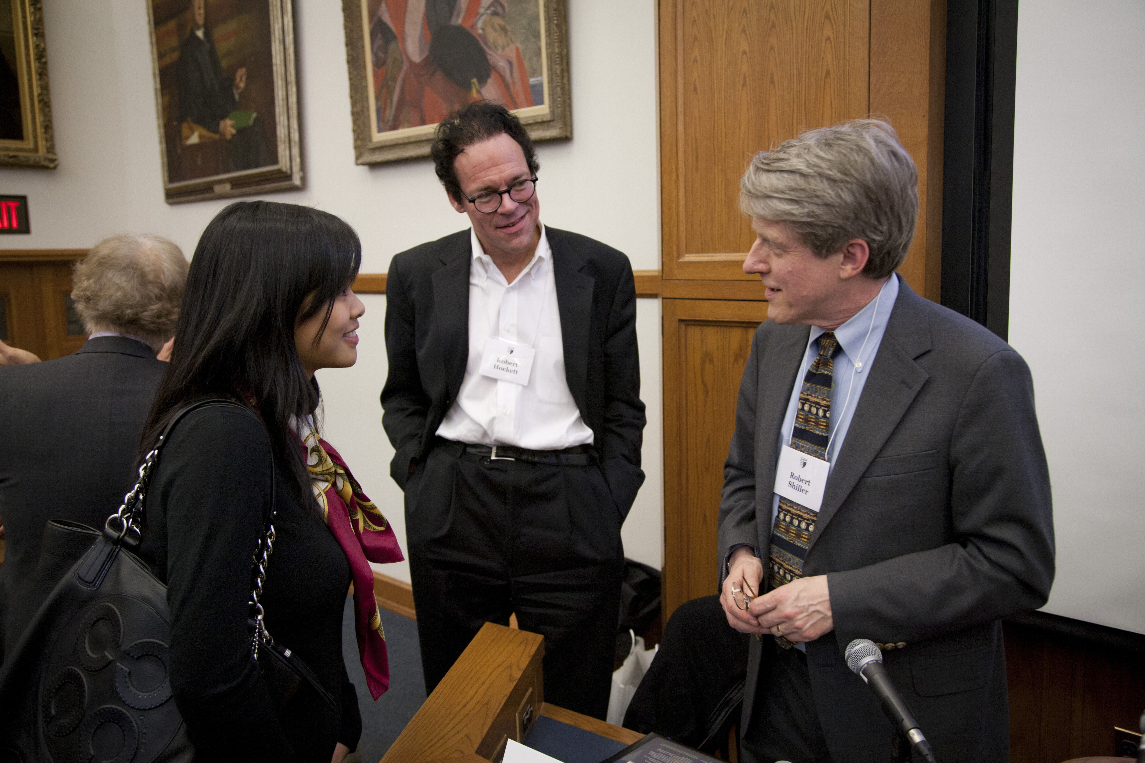 Cornell Law Prof. Robert Hockett LLM &#039;03, JSD &#039;06 and Yale Econ. Prof. Robert Shiller (middle and right)