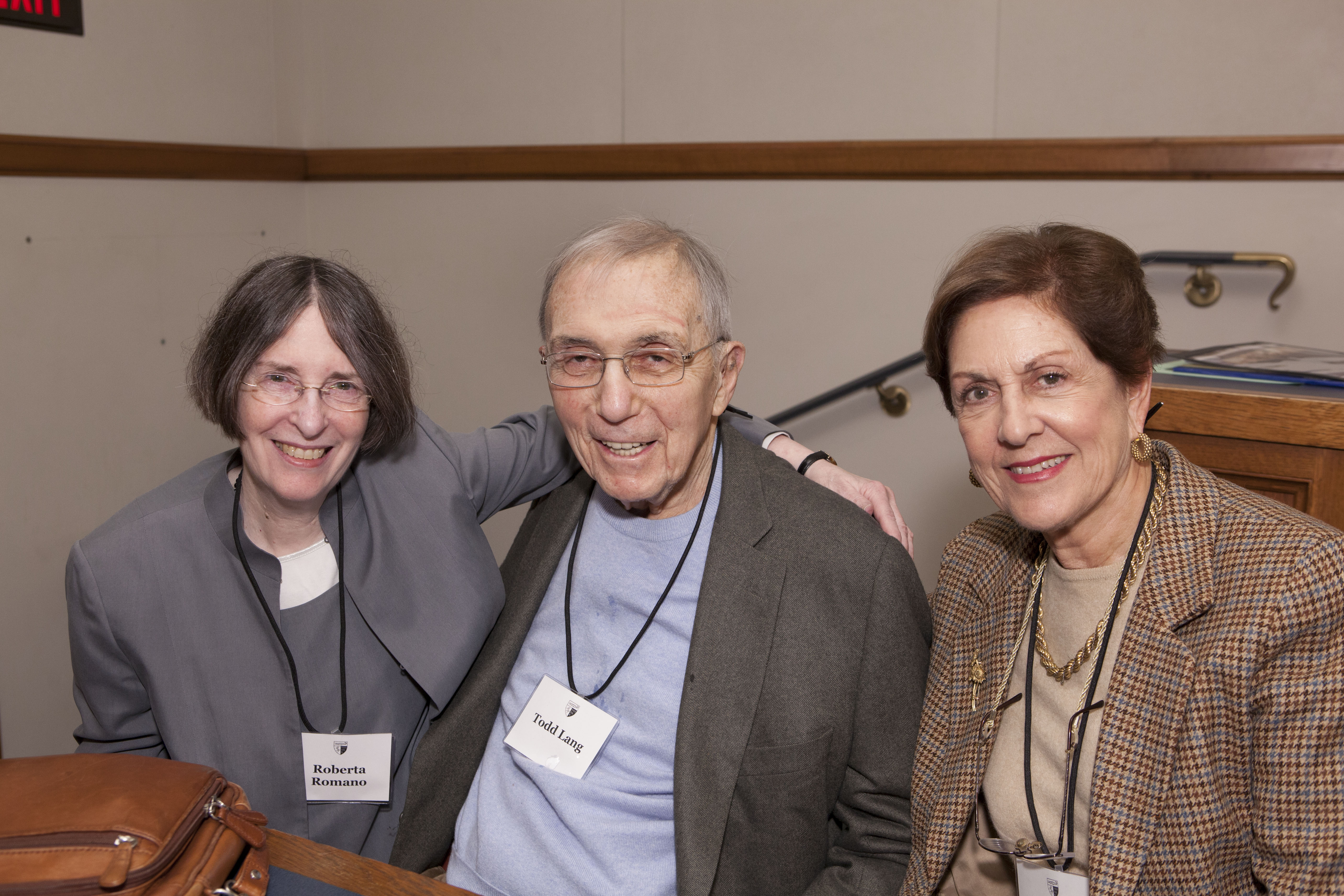 YLS Prof. and Center Dir. Roberta Romano &#039;80, Robert Todd Lang &#039;47, and Barbara Paul Robinson &#039;65