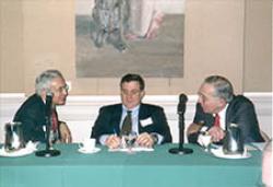 (From left) Roel Campos, Jonathan Macey ‘82, and Robert Todd Lang ‘47