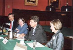 (From left) Craig Wasserman '86, Roberta Romano '80, Stephen Cutler '85, and Kate Stith