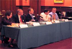 (From Left) Roberta Romano '80, Daniel Goelzer, Robert Giuffra, Jr. '87, Jonny Frank LLM '83, and Rick Antle