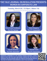 Poster for the March 28, 2023 Career Panel on "Women in Corporate Law"