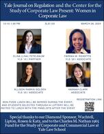 Poster for the March 28, 2024 Career Panel on "Women in Corporate Law."
