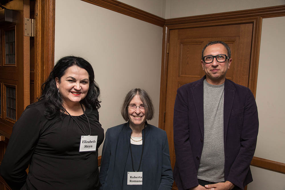 U. Calgary Law Prof. Elizabeth Steyn, YLS Prof. and Center Co-Dir. Roberta Romano &#039;80, and Queens U. Law Assoc. Dean Mohamed Khimji at Roundtable breakfast