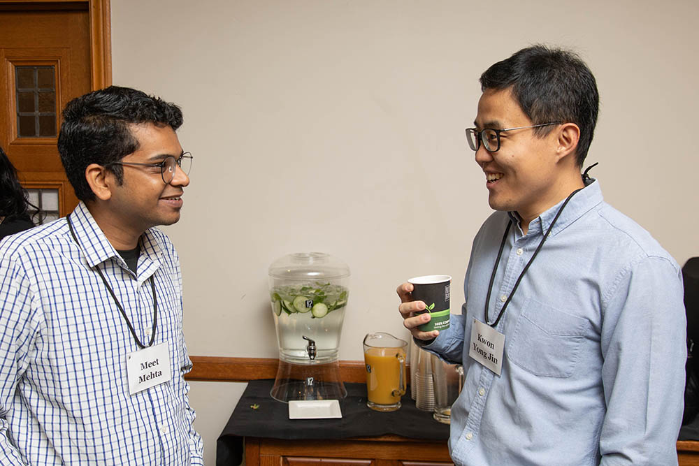 Meet Mehta (Ph.D. Candidate in Econ.) and Kwon Yong Jin &#039;15 (Ph.D. Candidate in Finance) at Roundtable breakfast